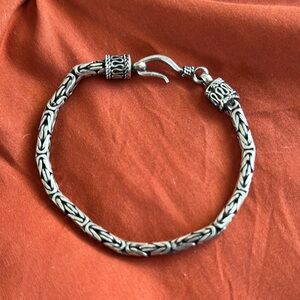 Vintage 925 Sterling Silver BALI Indonesia 5mm Byzantine Chain 8" Bracelet, 20g